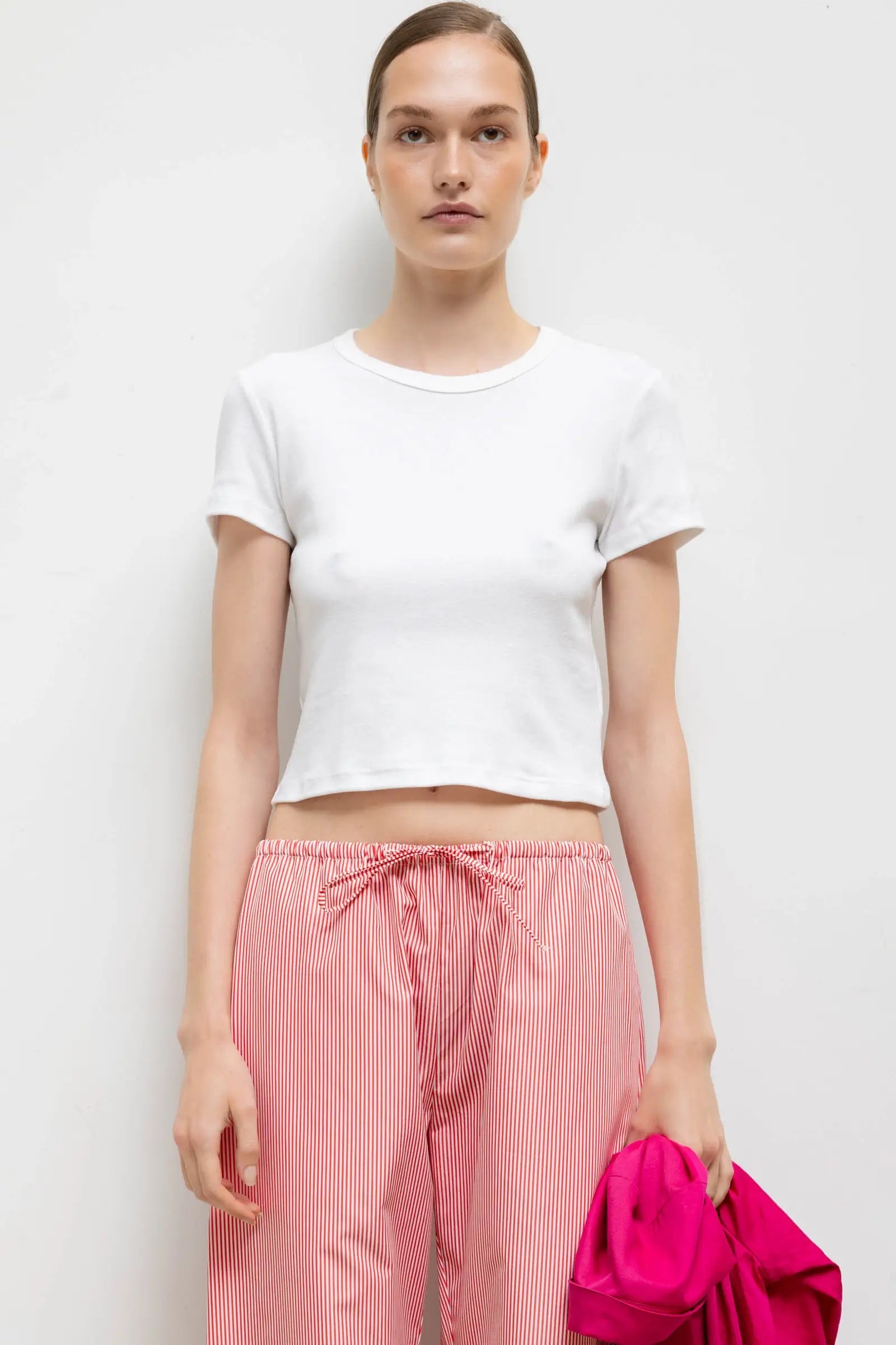 Nando Baby Rib Crewneck Crop T-Shirt for Women