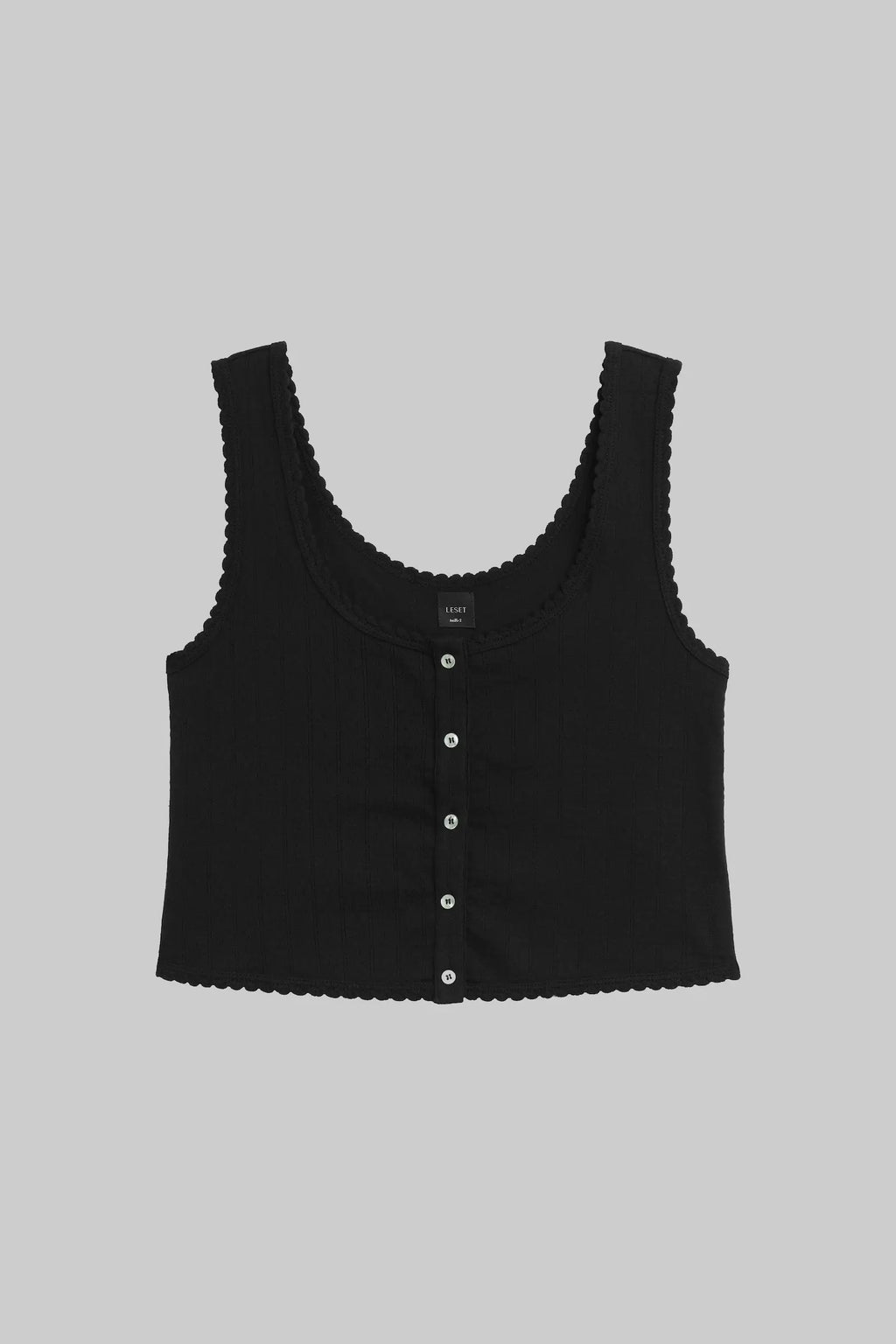 Pointelle Button-Down Scoop Neck Tank for Women - gallery