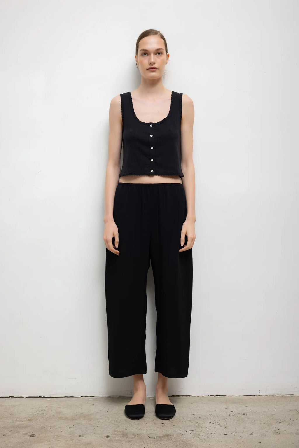 Pointelle Button-Down Scoop Neck Tank for Women - gallery