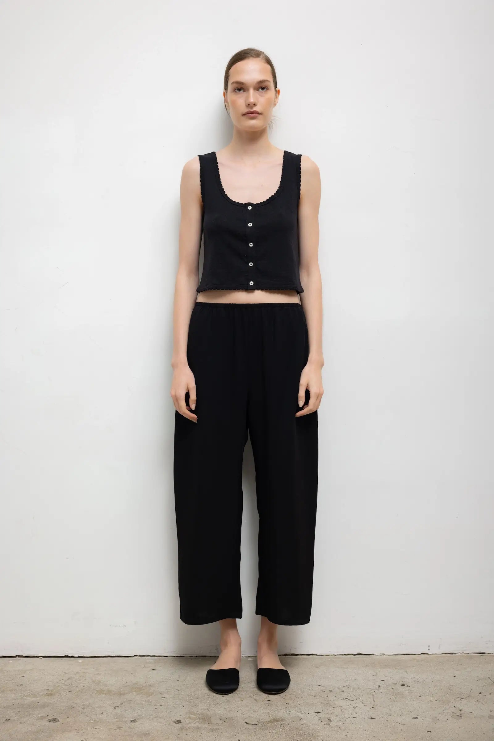 Pointelle Button-Down Scoop Neck Tank for Women - gallery