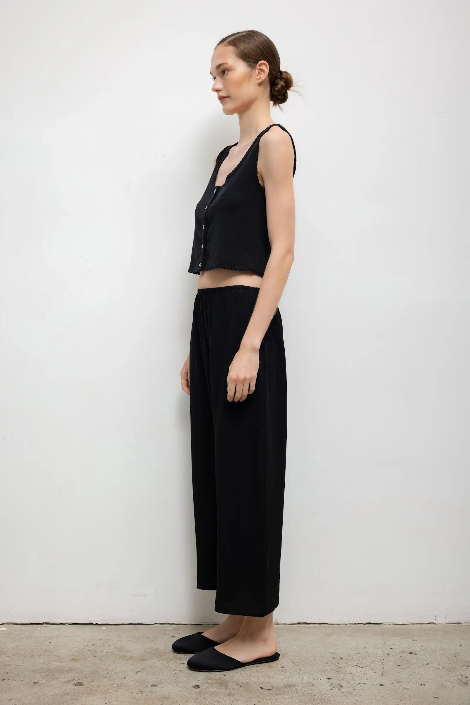 Pointelle Button-Down Scoop Neck Tank for Women - gallery