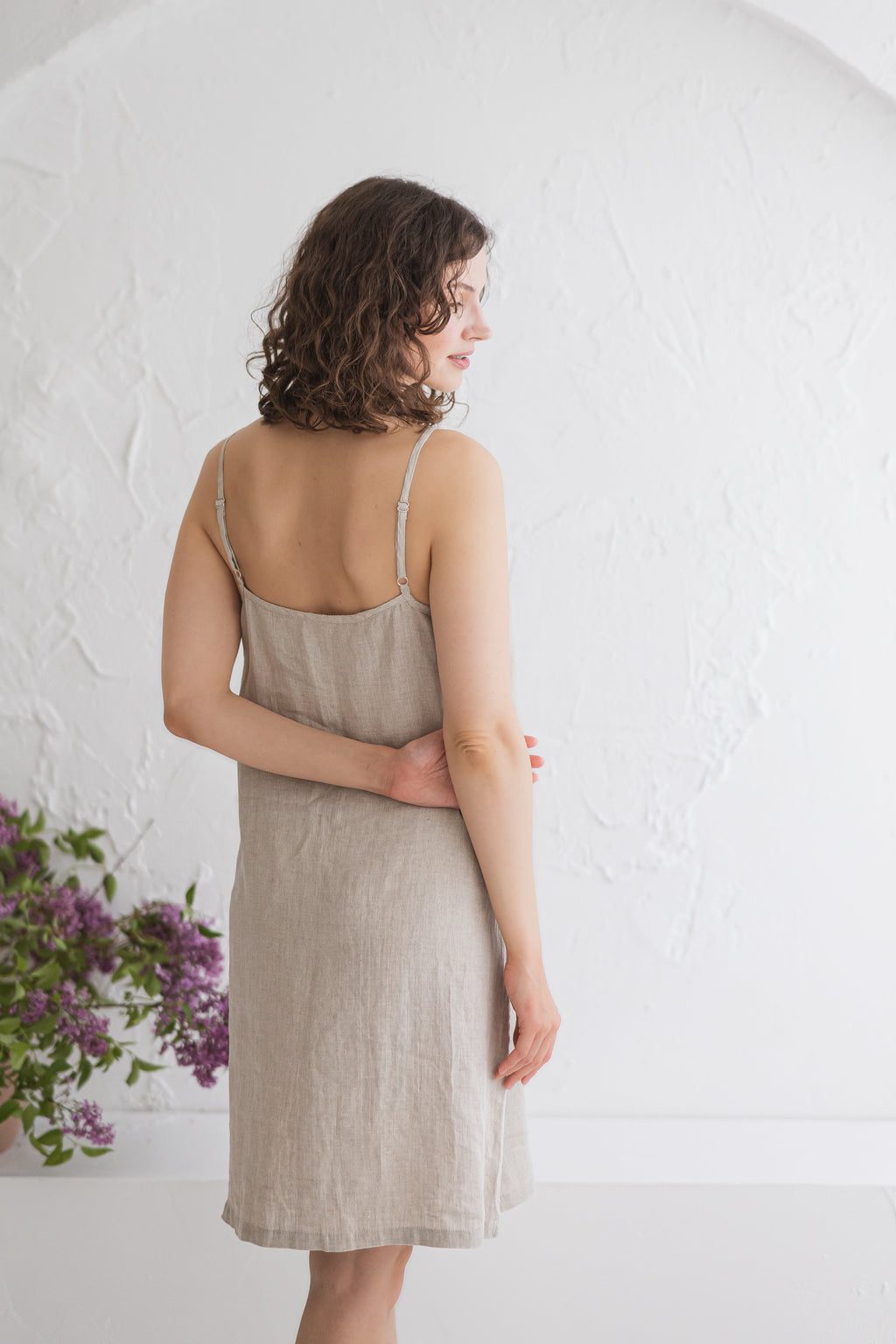 Linen Midi Strapped Gown Alma - gallery