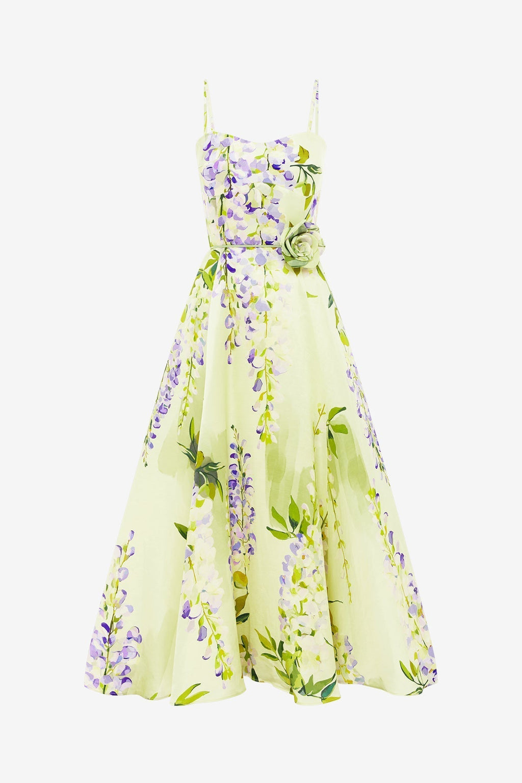 Floral Silk Linen Midi Dress for Women