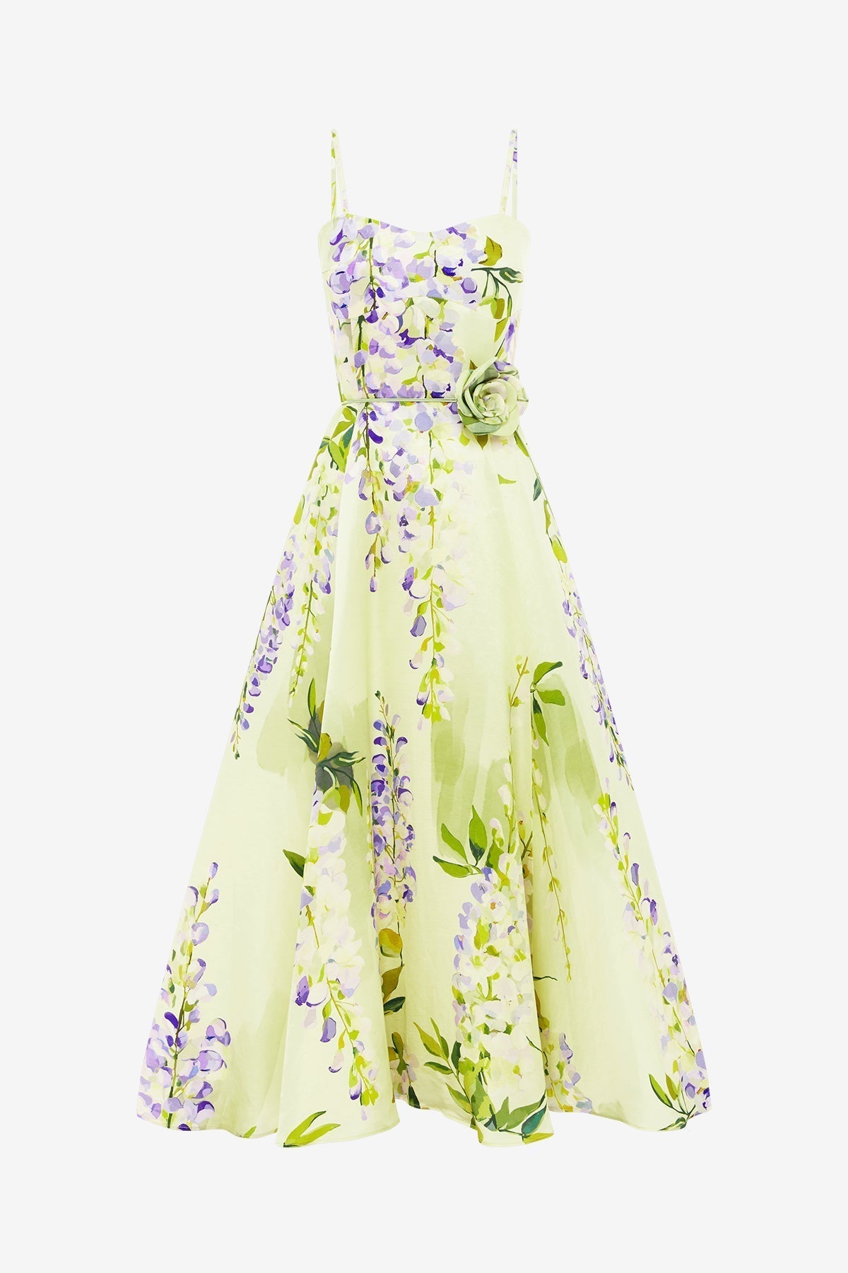 Floral Silk Linen Midi Dress for Women