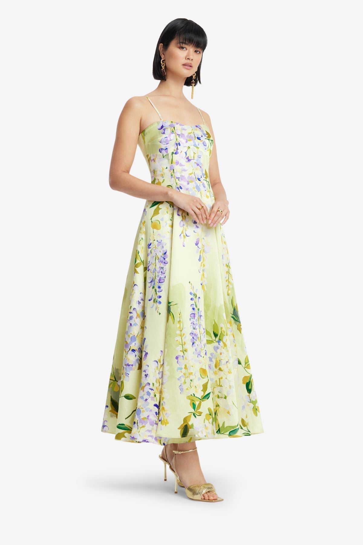 Floral Silk Linen Midi Dress for Women - gallery