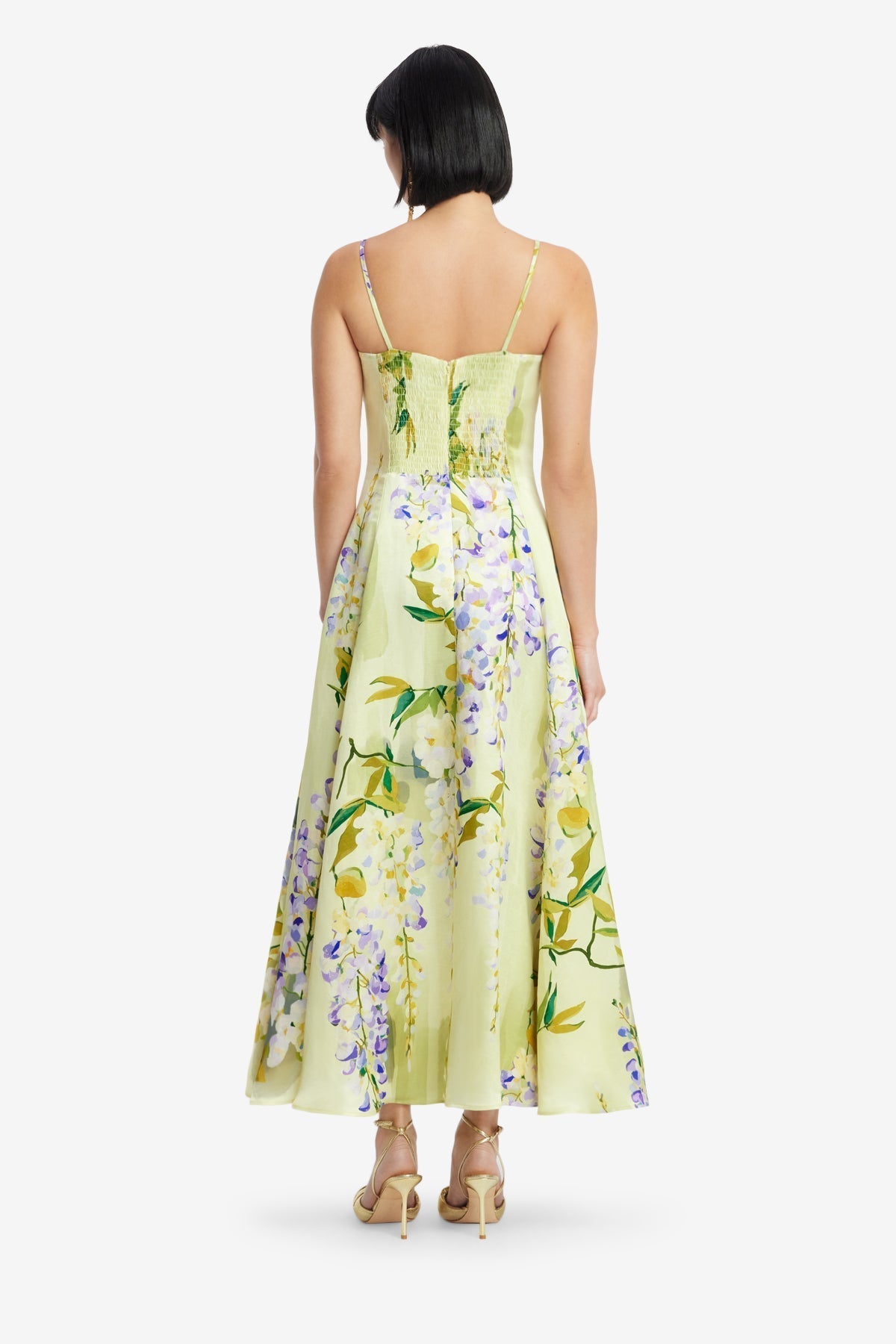 Floral Silk Linen Midi Dress for Women - gallery