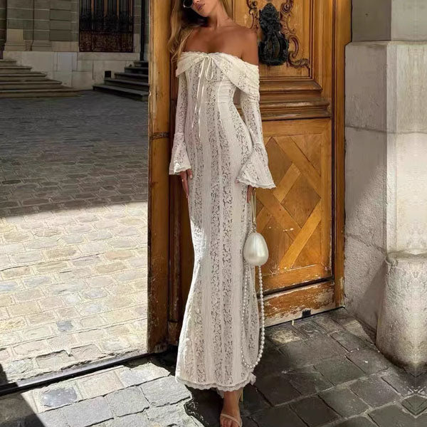 Carina Elegance Ivory Lace Mermaid Maxi Dress for Women