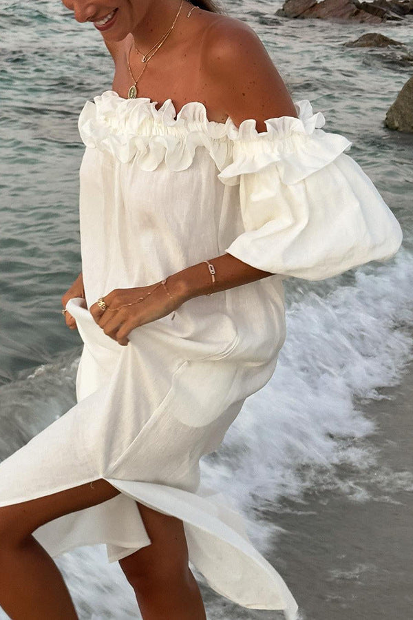 Loose Cotton Linen Midi Dress for Women - gallery