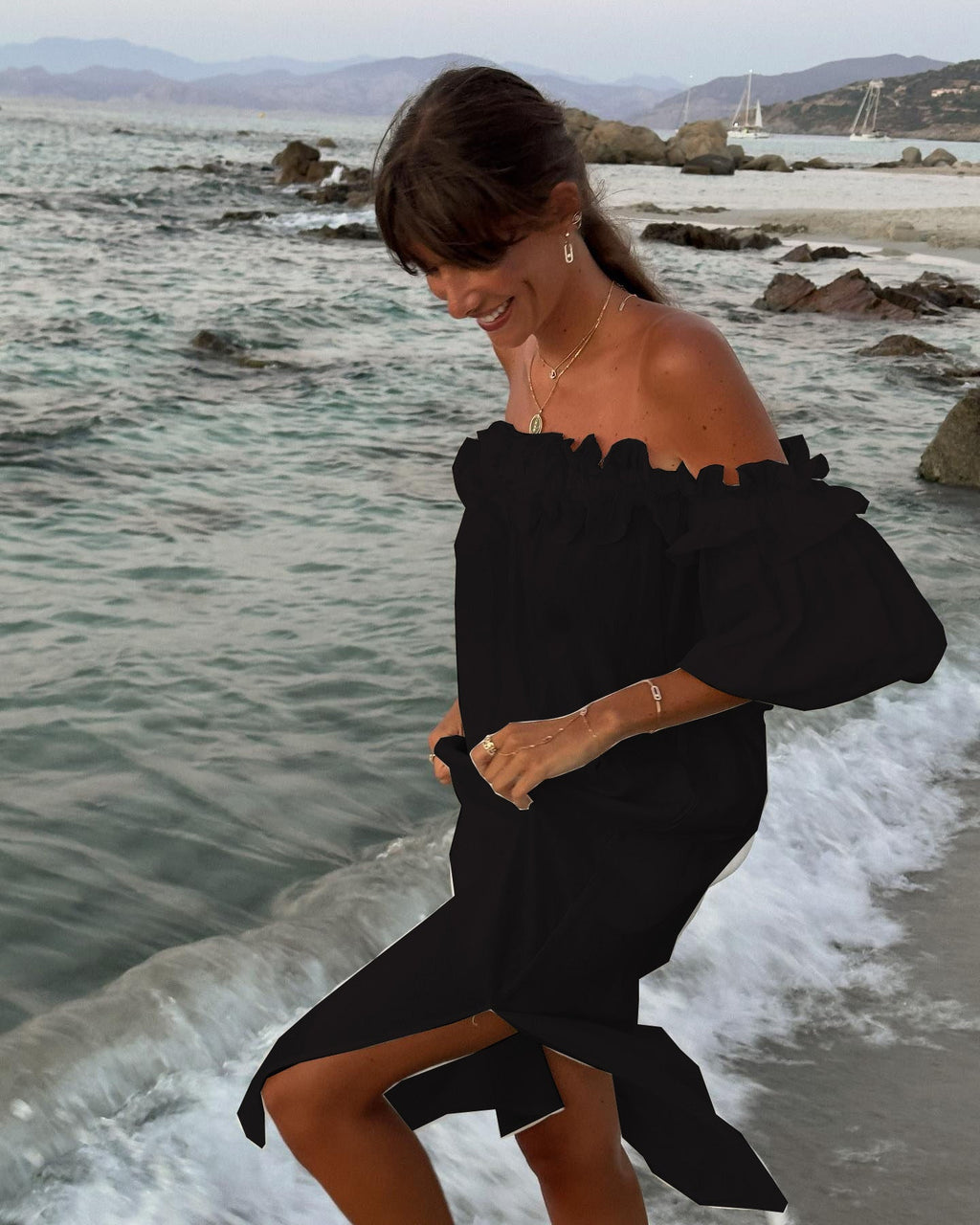Loose Cotton Linen Midi Dress for Women - gallery