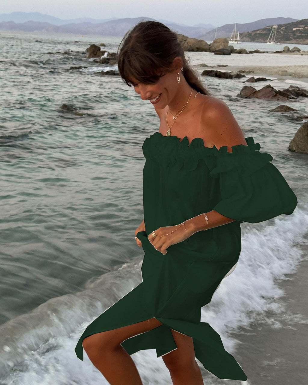 Loose Cotton Linen Midi Dress for Women - gallery