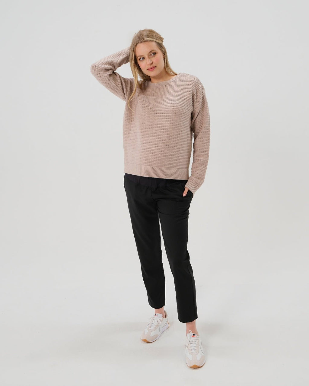 Button-Shoulder Maternity & Nursing Sweater w/Thumbhole Feature — gallery