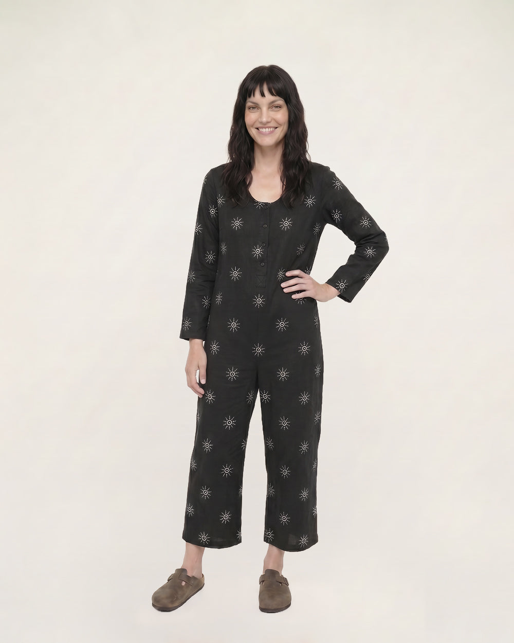 Starburst Print Wide-Leg Jumpsuit for Women — Organic Cotton - gallery