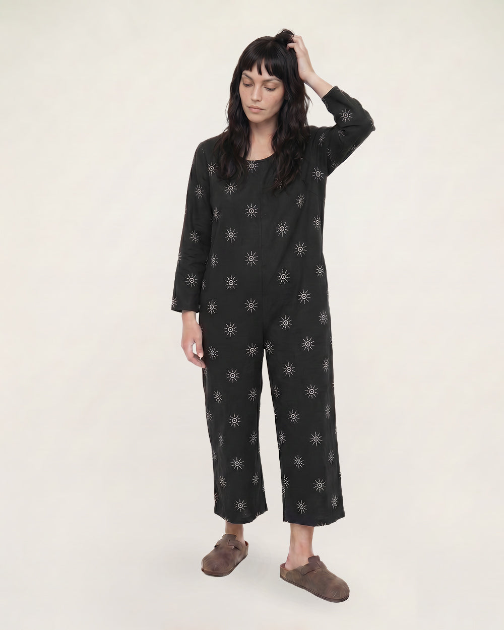 Starburst Print Wide-Leg Jumpsuit for Women — Organic Cotton
