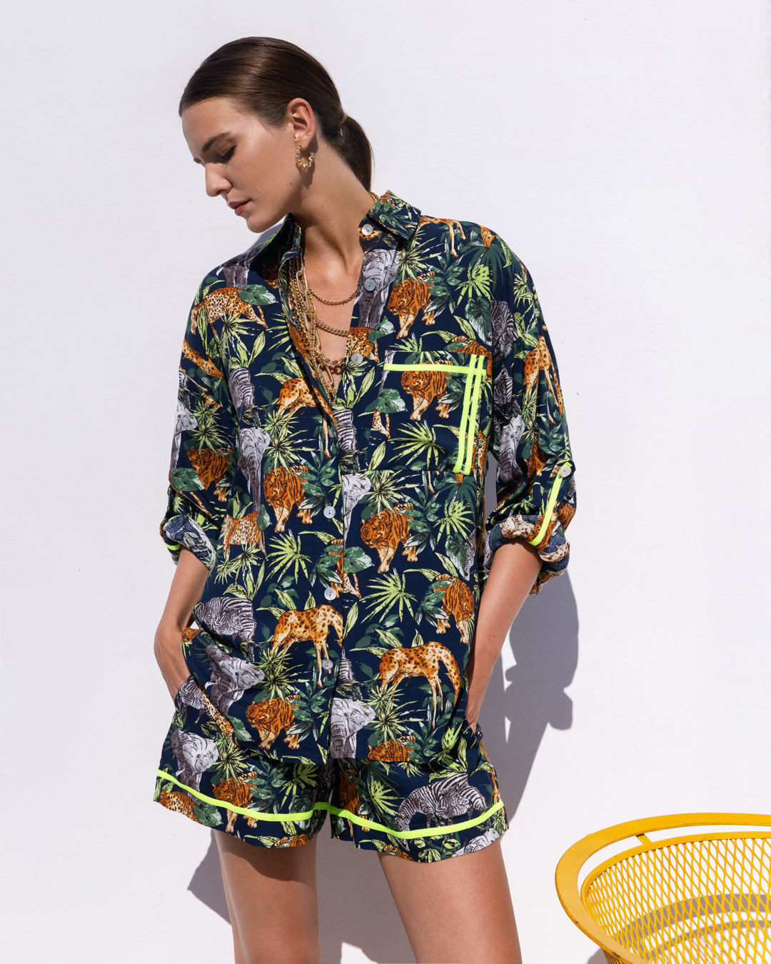 Classic Cotton Shirt & Shorts Set for Women - gallery