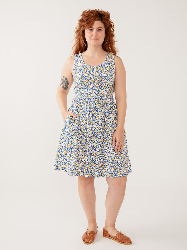 Artist Print Fit-and-Flare Knee Dress for Women — Pockets