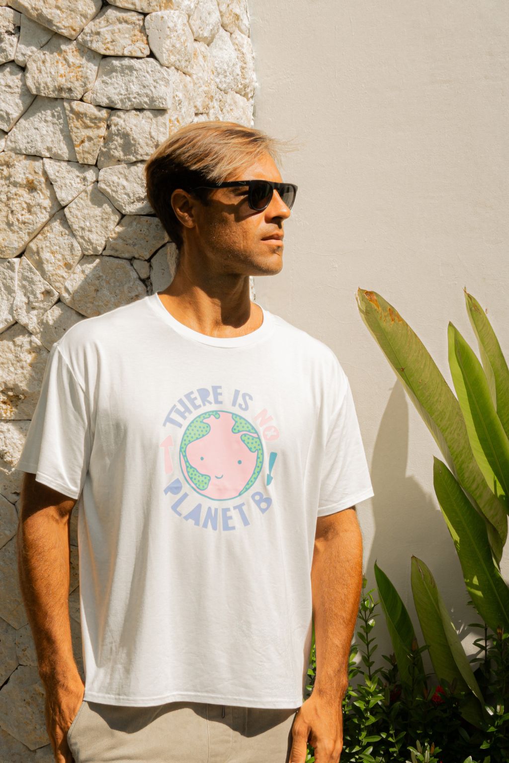 Bamboo Slogan T-Shirt in Cream — Sustainable Statement - gallery
