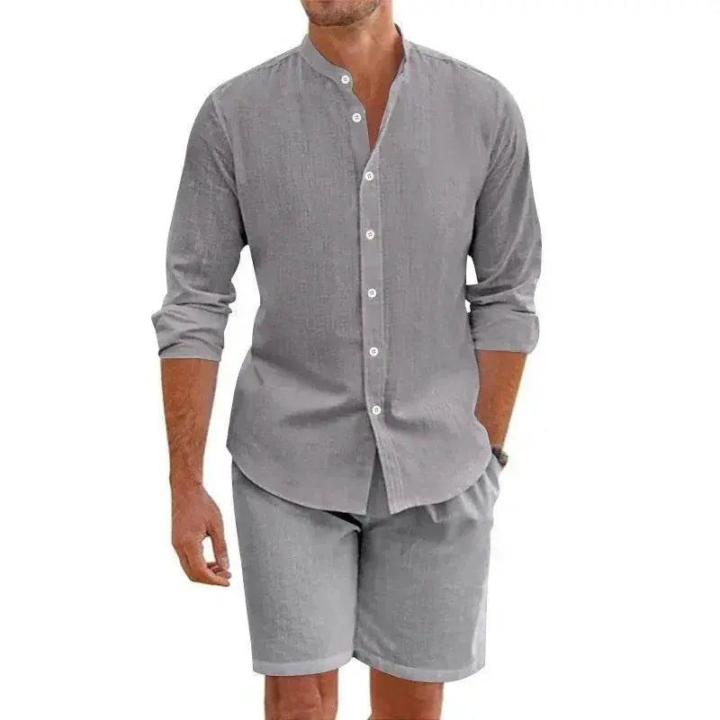 Summer Short Sleeve Shirt and Shorts Set for Men - gallery