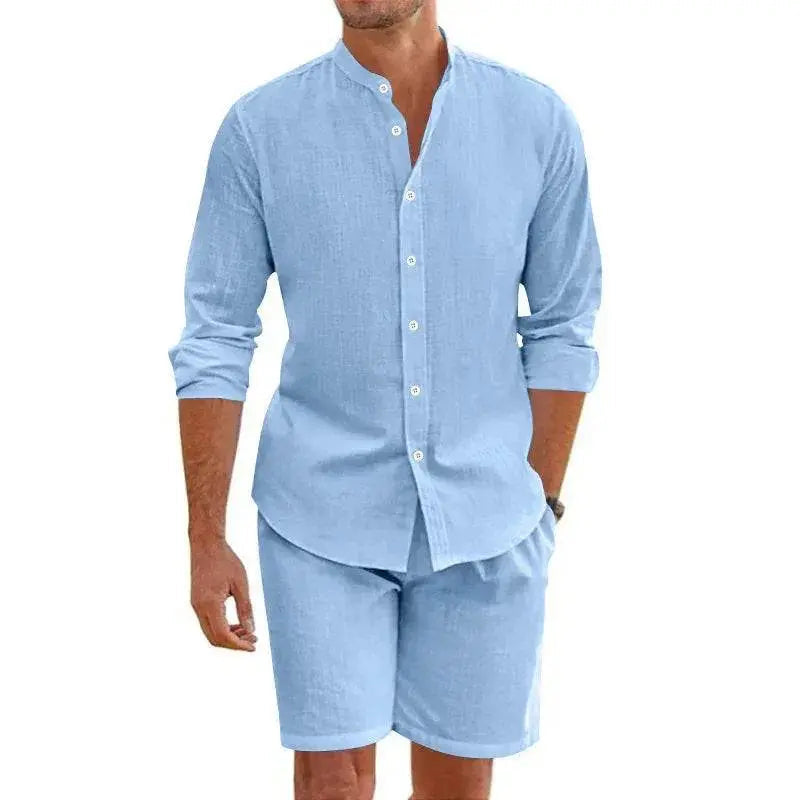 Summer Short Sleeve Shirt and Shorts Set for Men - gallery