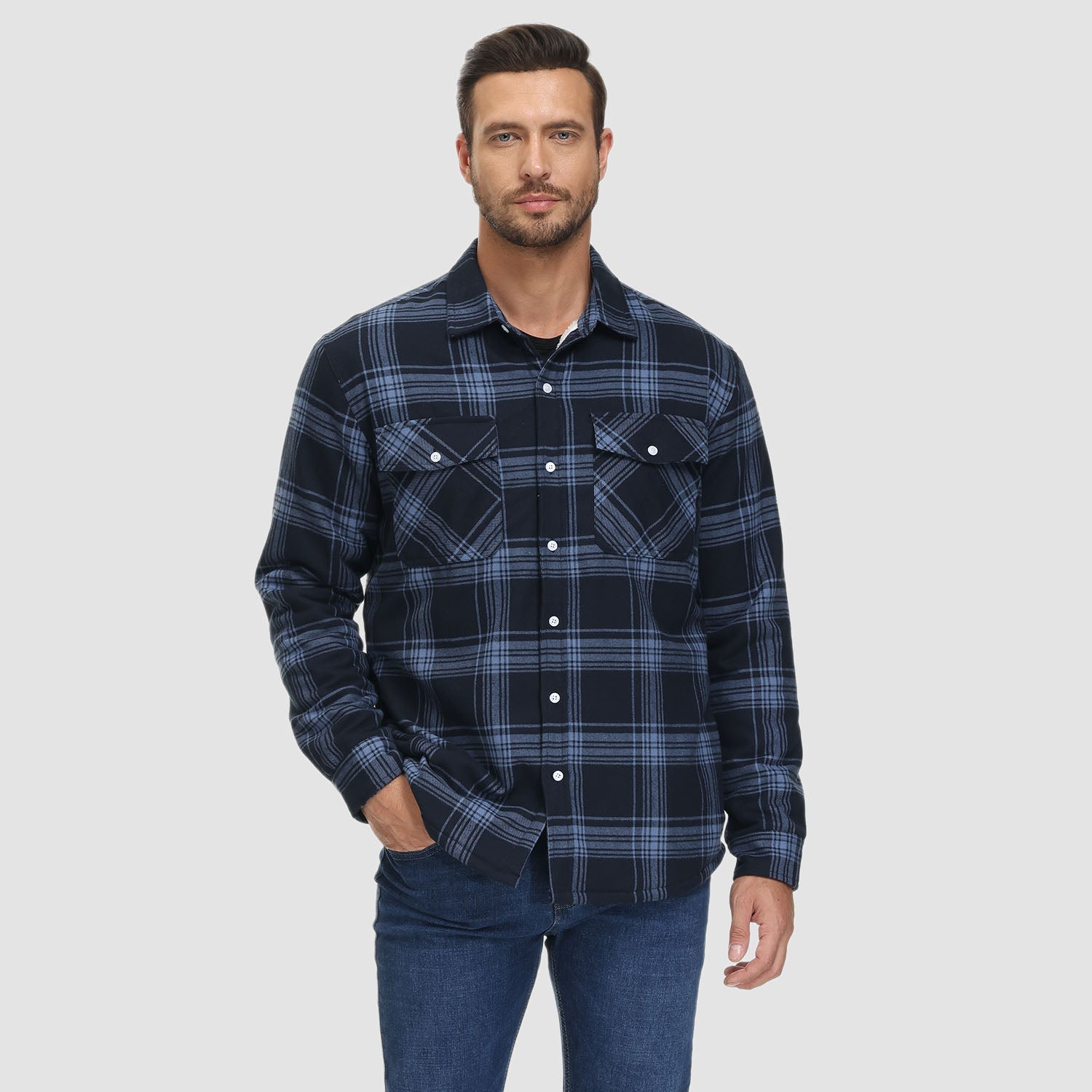 Fleece-Lined Flannel Shirt Jacket for Men - gallery