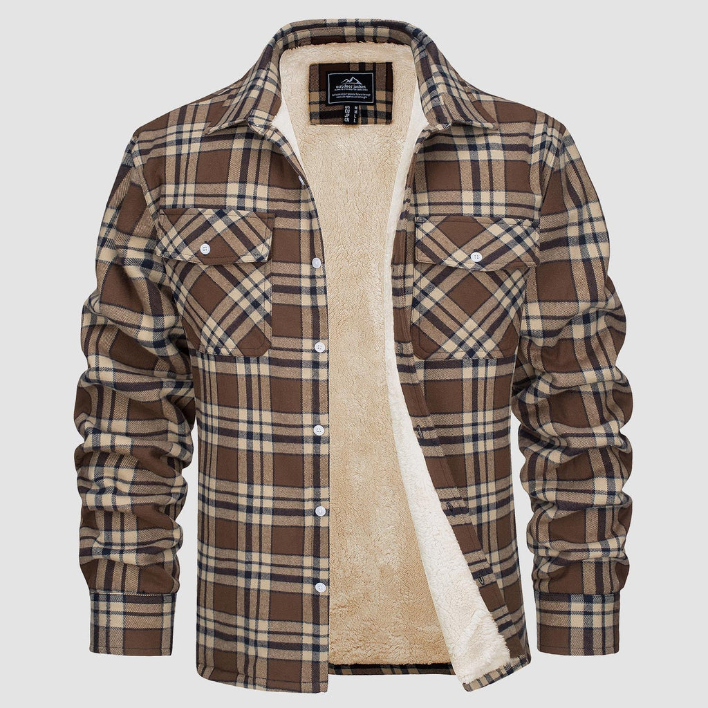 Fleece-Lined Flannel Shirt Jacket for Men