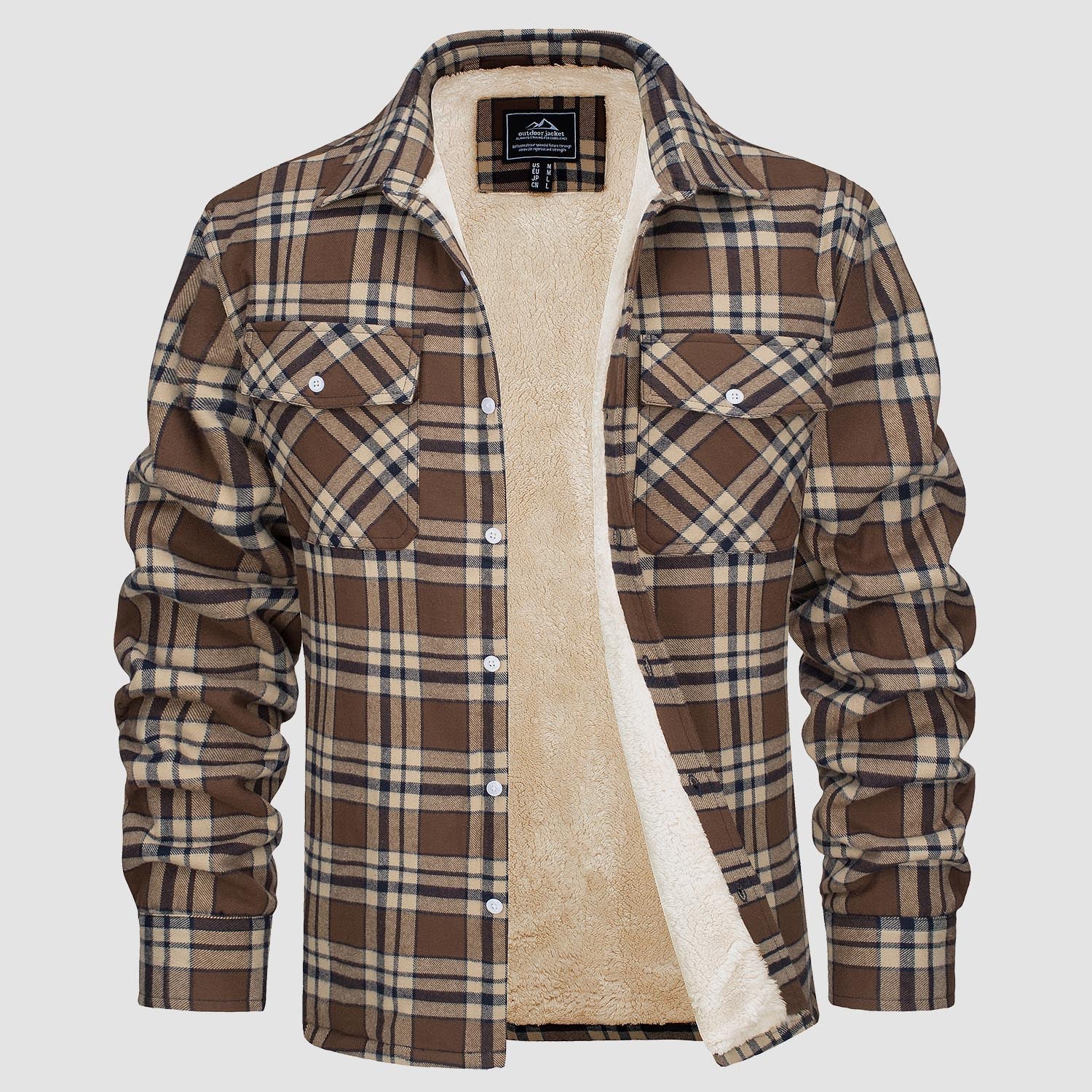 Fleece-Lined Flannel Shirt Jacket for Men
