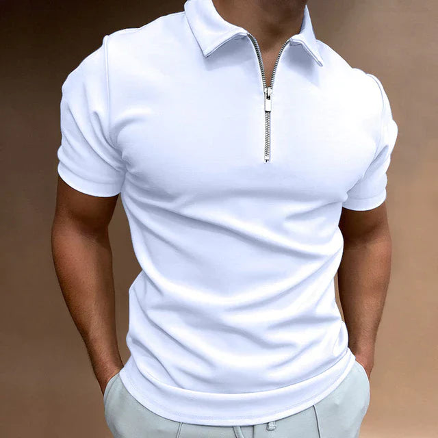 Zip Polo Shirt for Men - White