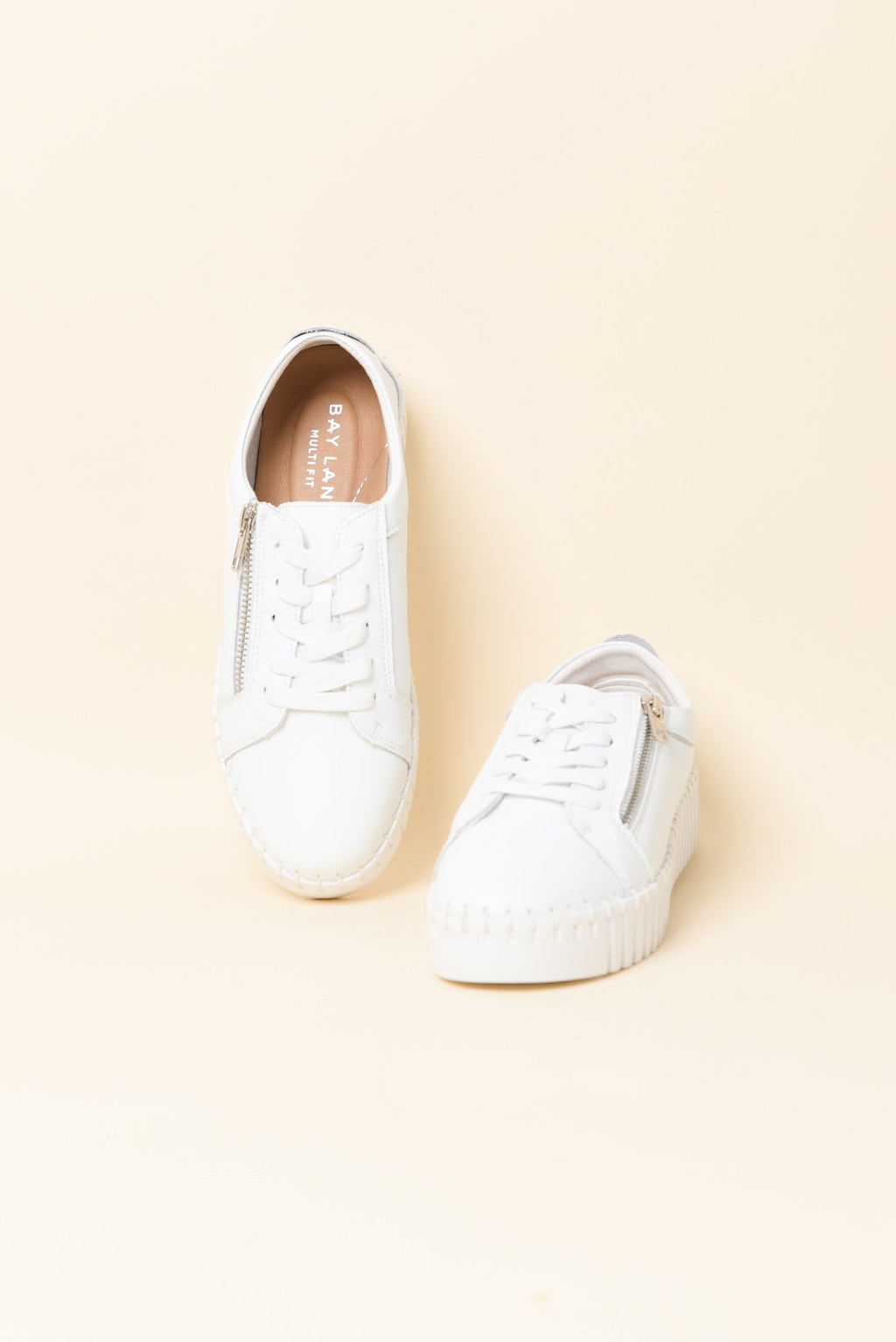 Merusa White Leather Platform Sneaker for Women - gallery