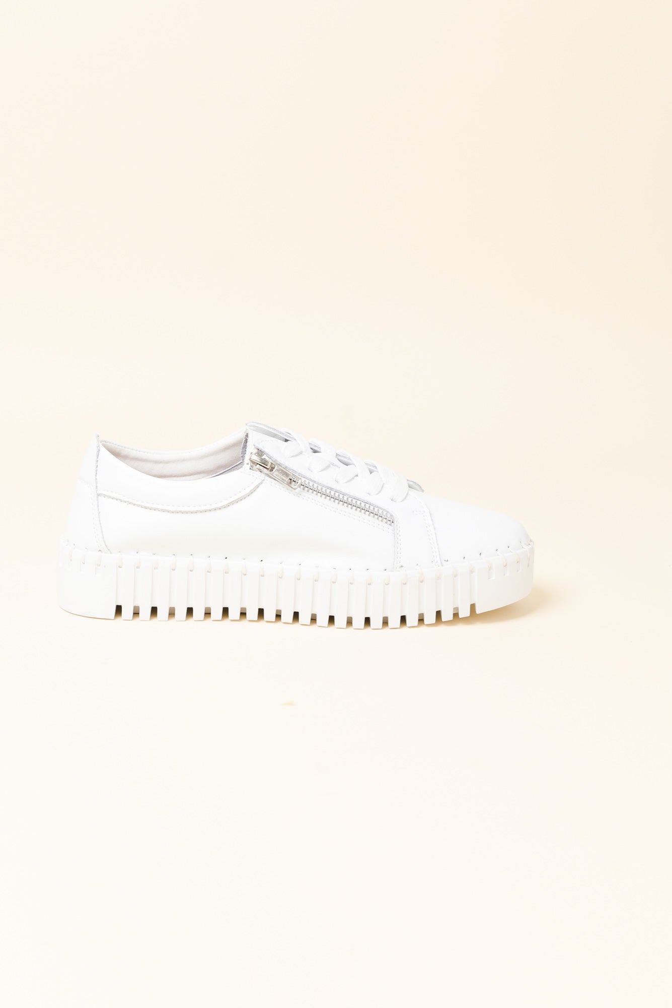 Merusa White Leather Platform Sneaker for Women