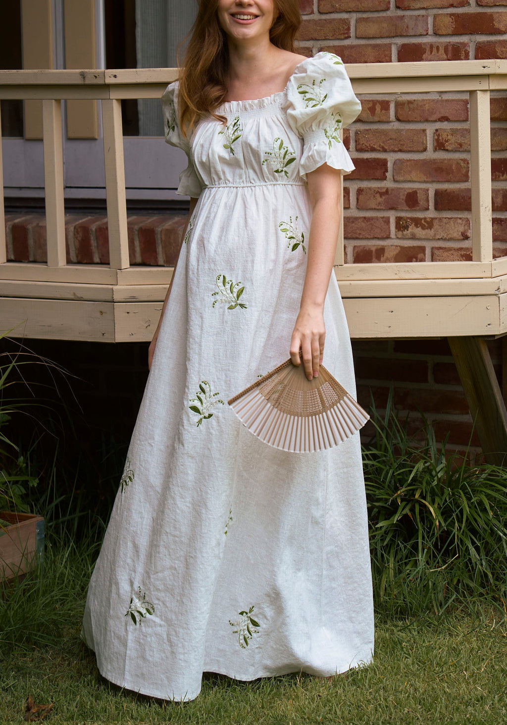 Linen Lily Embroidery Maxi Dress - gallery