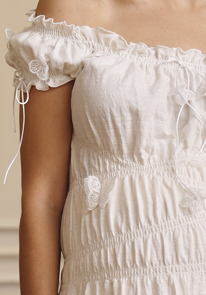 Linen Dress With Butterfly Applique - gallery