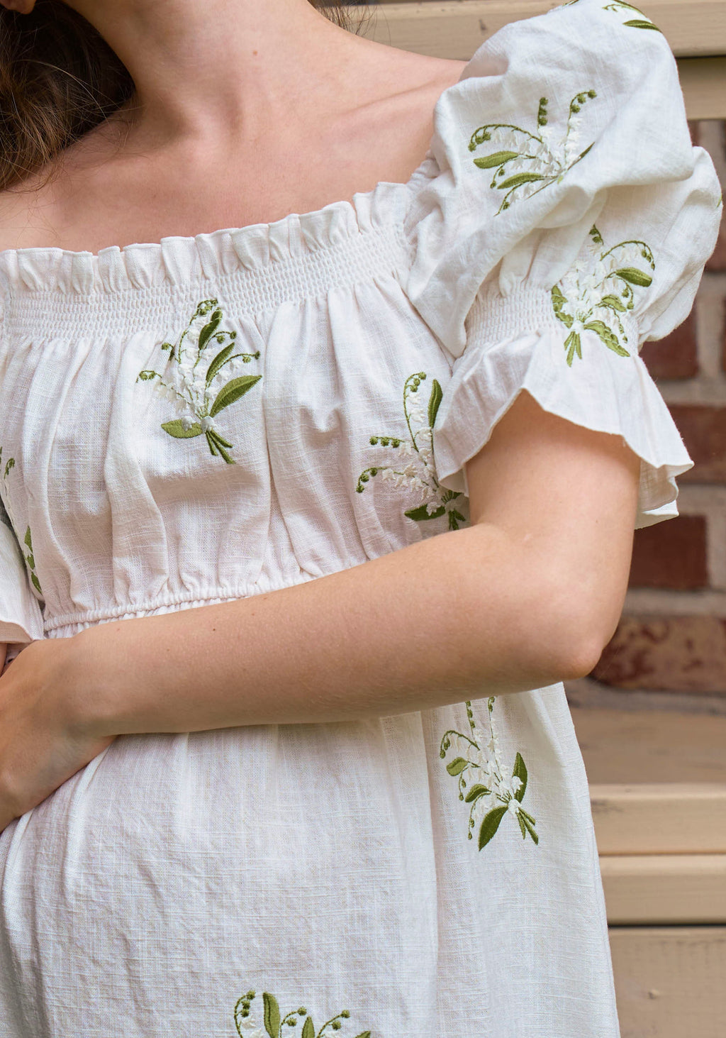 Linen Lily Embroidery Maxi Dress - gallery