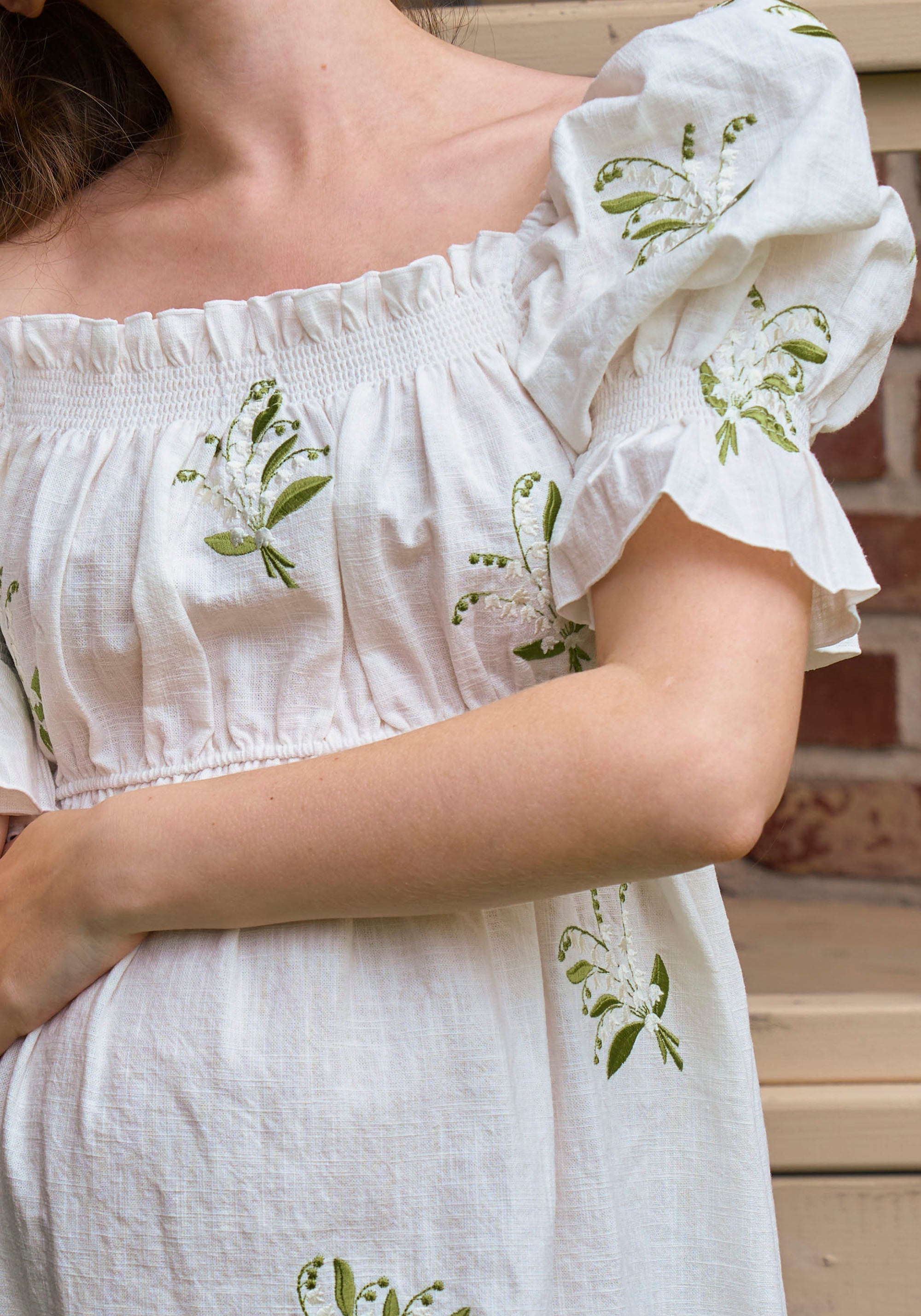 Linen Lily Embroidery Maxi Dress - gallery