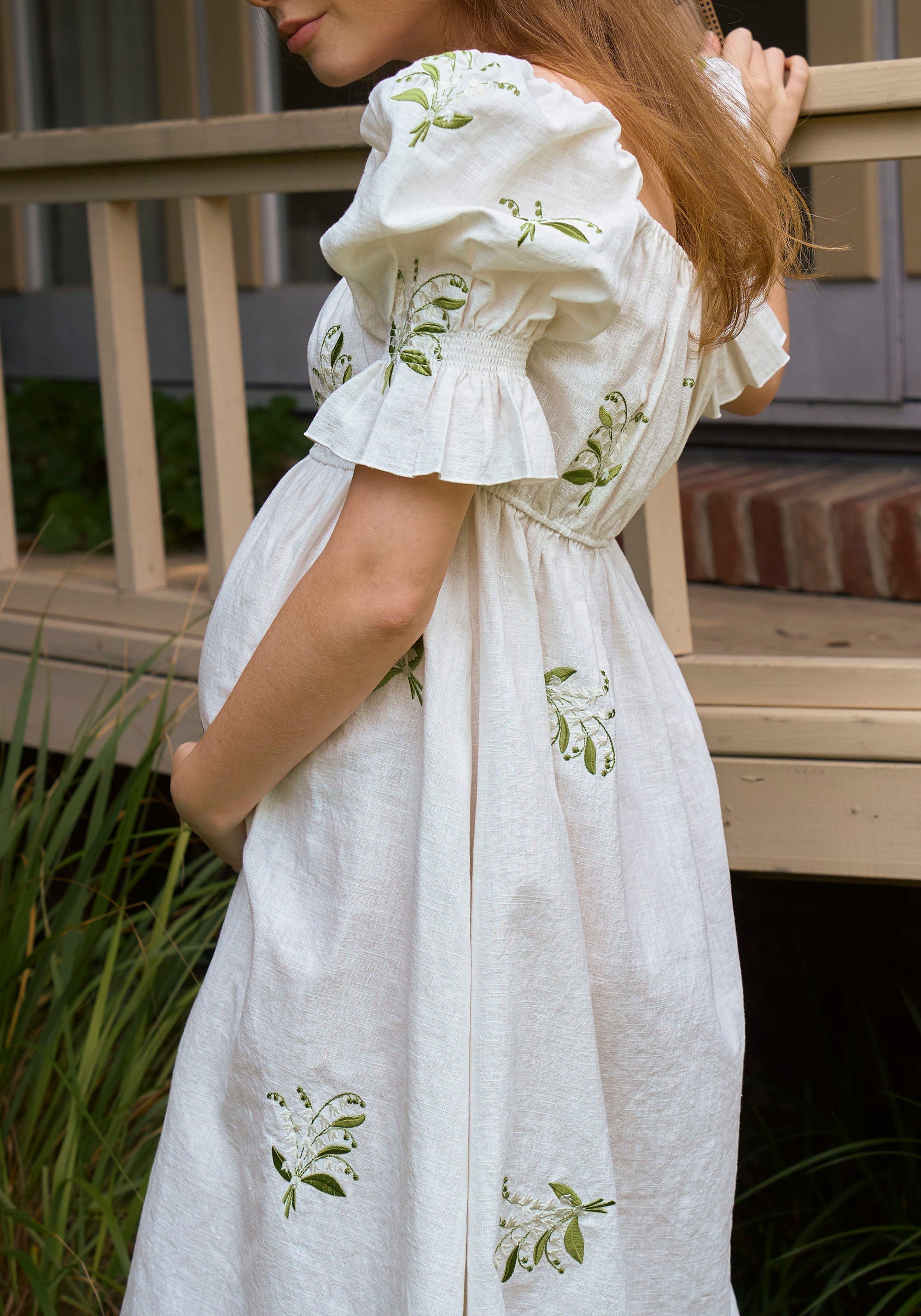 Linen Lily Embroidery Maxi Dress - gallery
