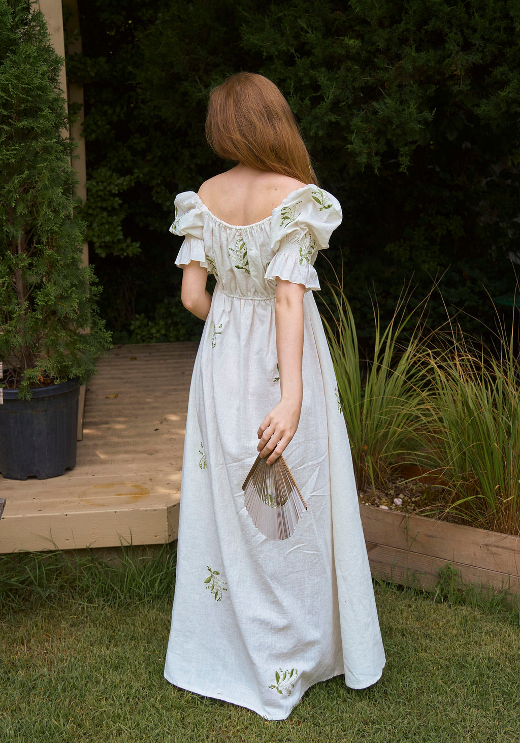 Linen Lily Embroidery Maxi Dress - gallery