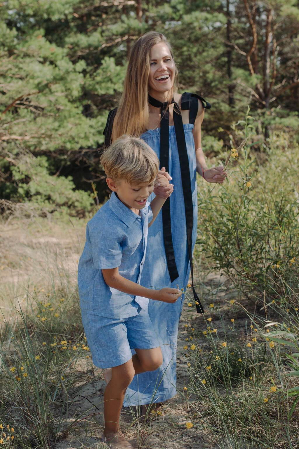 Blue Linen Maxi Dress for Women — Elegant Breathable Style - gallery