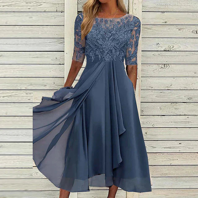 Helma - Navy Blue Formal Evening Gown
