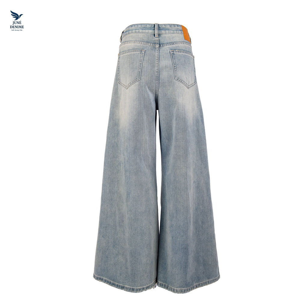 Light Wash Wide-Leg Distressed Jeans for Women - gallery