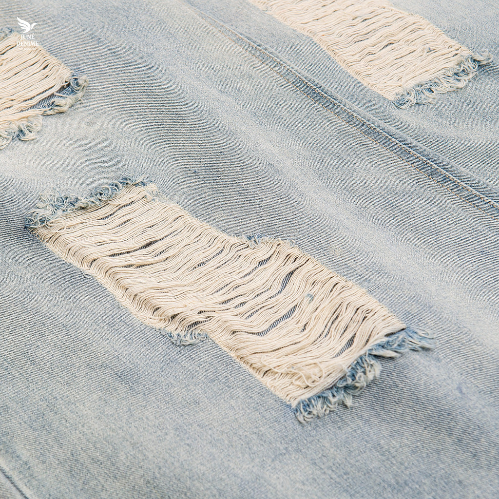 Light Wash Wide-Leg Distressed Jeans for Women - gallery