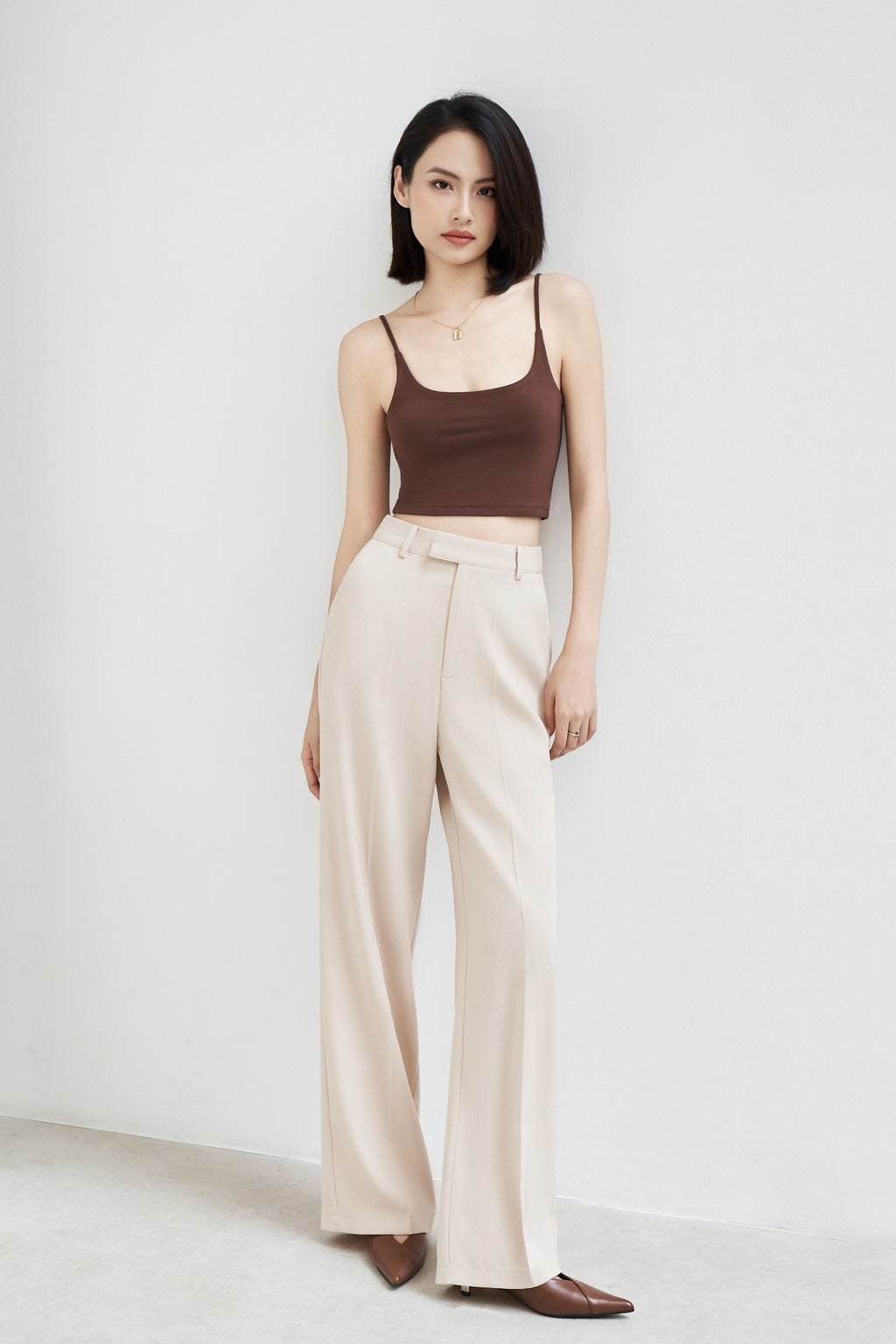 Plain Wide-Leg Trousers for Women