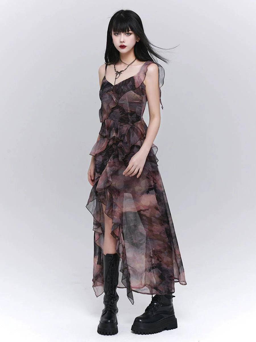 Ladyghost Dark Glamour Asymmetrical Maxi Dress for Women - gallery