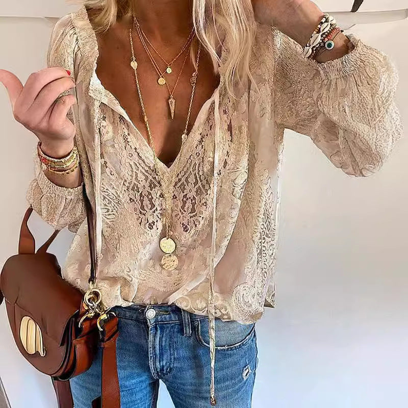 Lace-Accented Women's Top