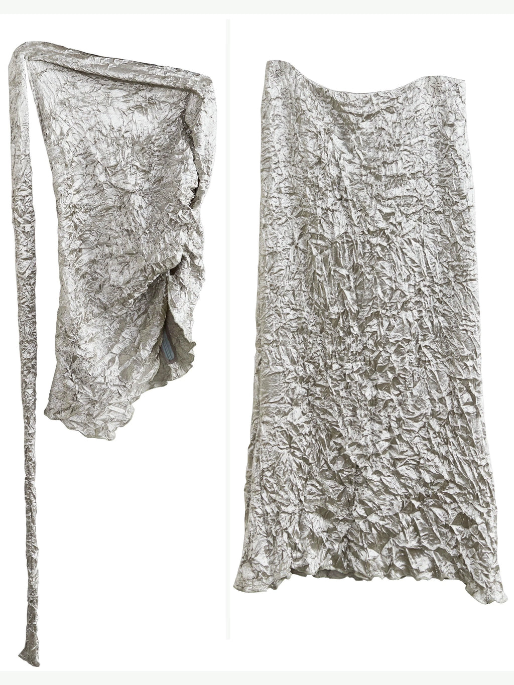 Metallic Crinkle One-Shoulder Maxi Dress for Women - gallery