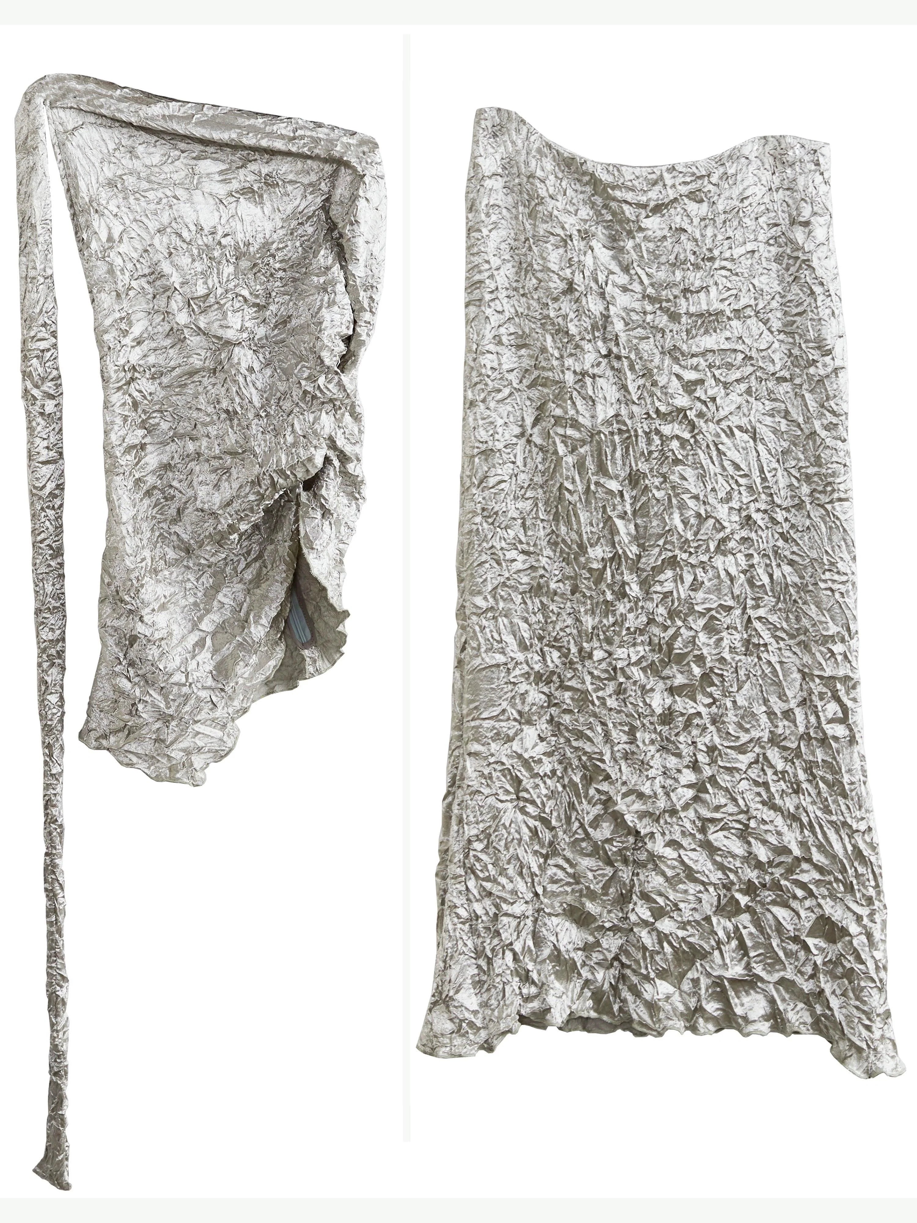 Metallic Crinkle One-Shoulder Maxi Dress for Women - gallery