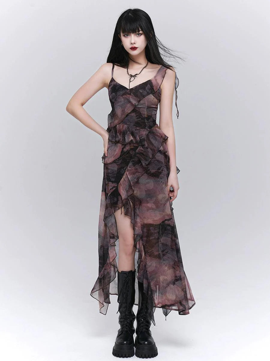 Ladyghost Dark Glamour Asymmetrical Maxi Dress for Women - gallery