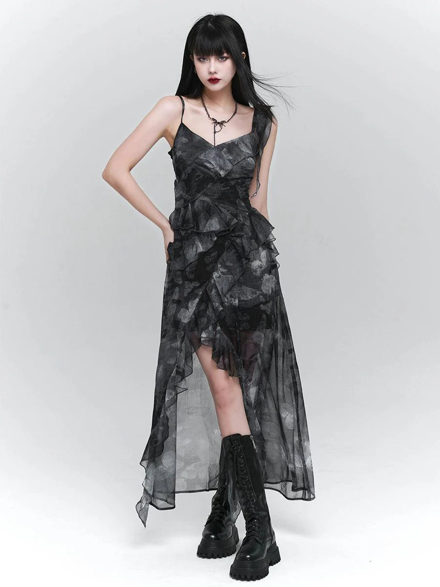 Ladyghost Dark Glamour Asymmetrical Maxi Dress for Women - gallery