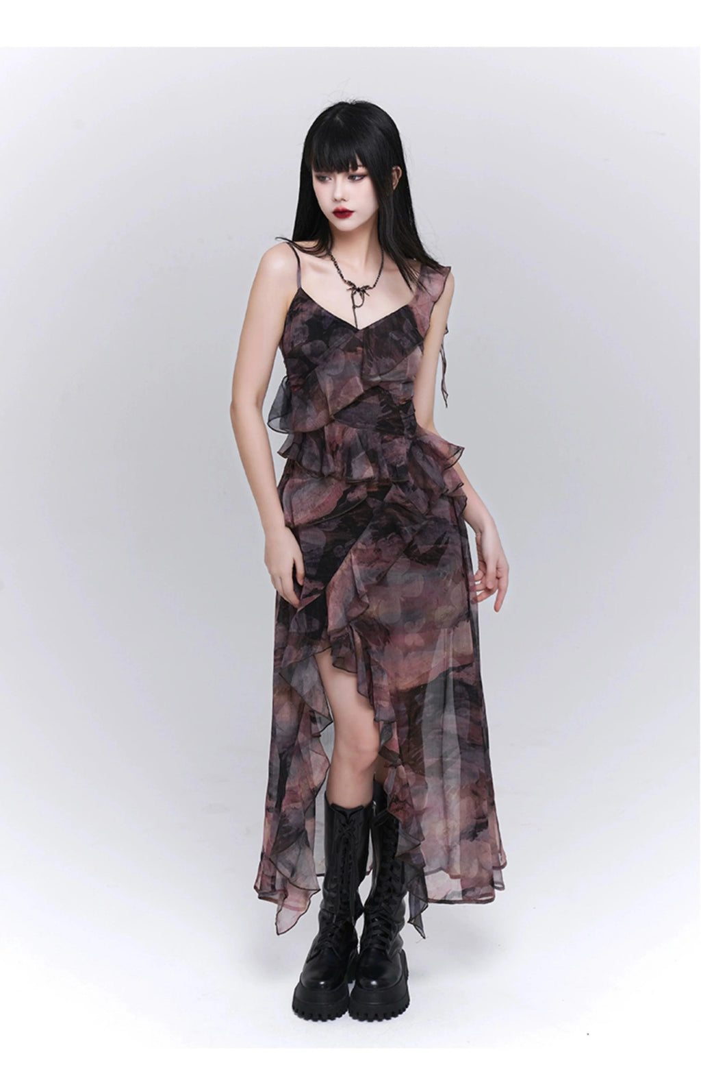 Ladyghost Dark Glamour Asymmetrical Maxi Dress for Women - gallery