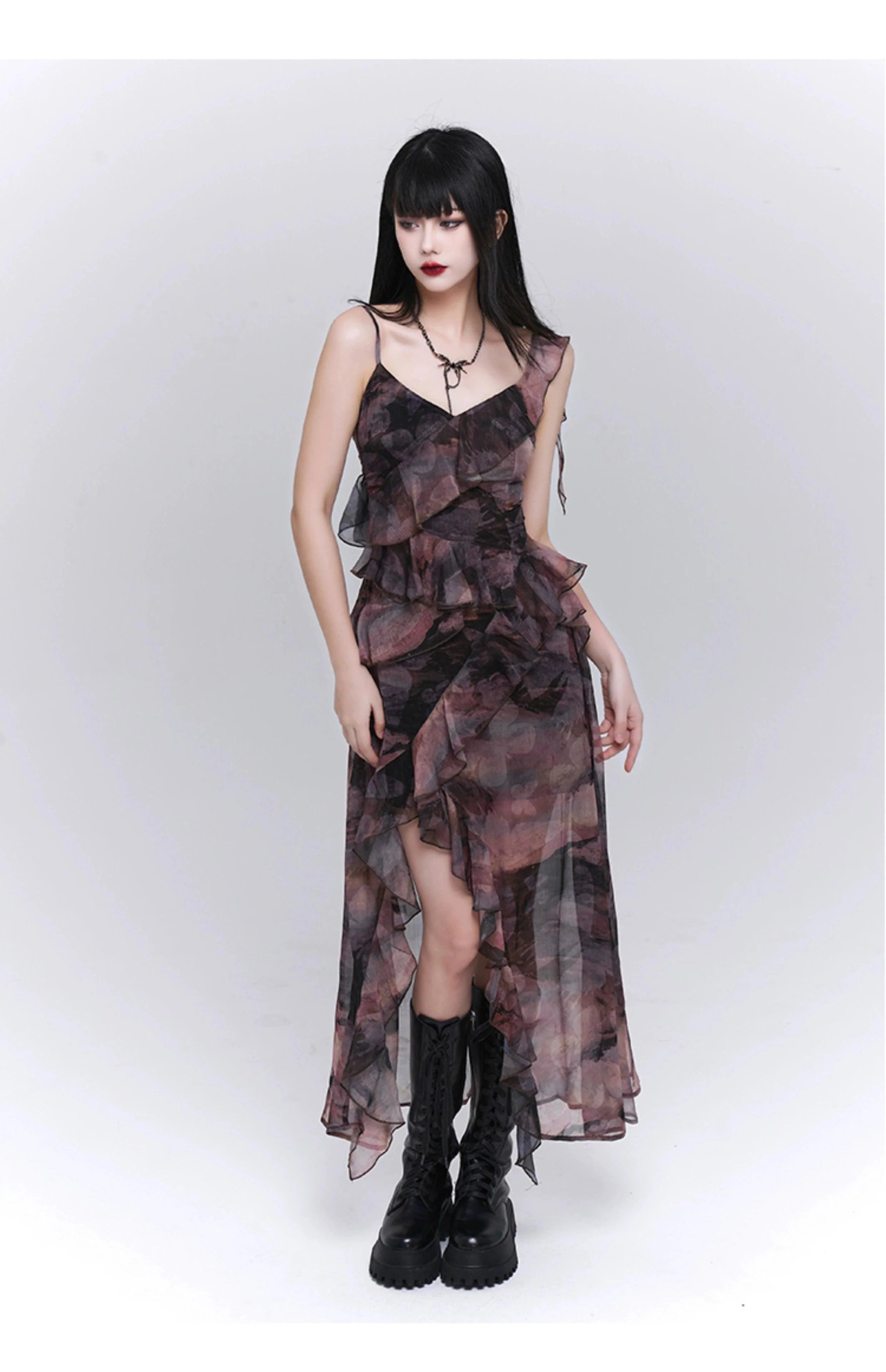 Ladyghost Dark Glamour Asymmetrical Maxi Dress for Women - gallery