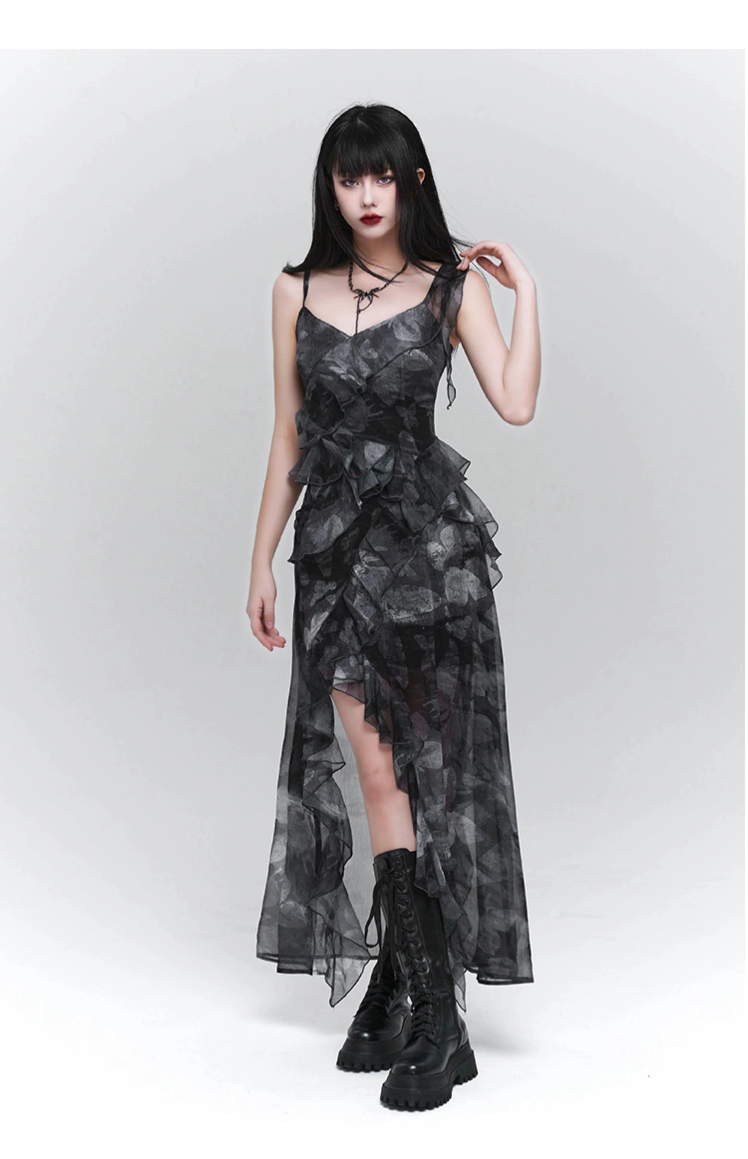 Ladyghost Dark Glamour Asymmetrical Maxi Dress for Women - gallery