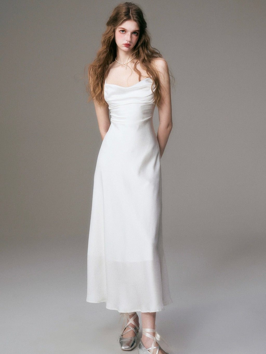 Elegant Swing Sling Maxi Dress for Women - White