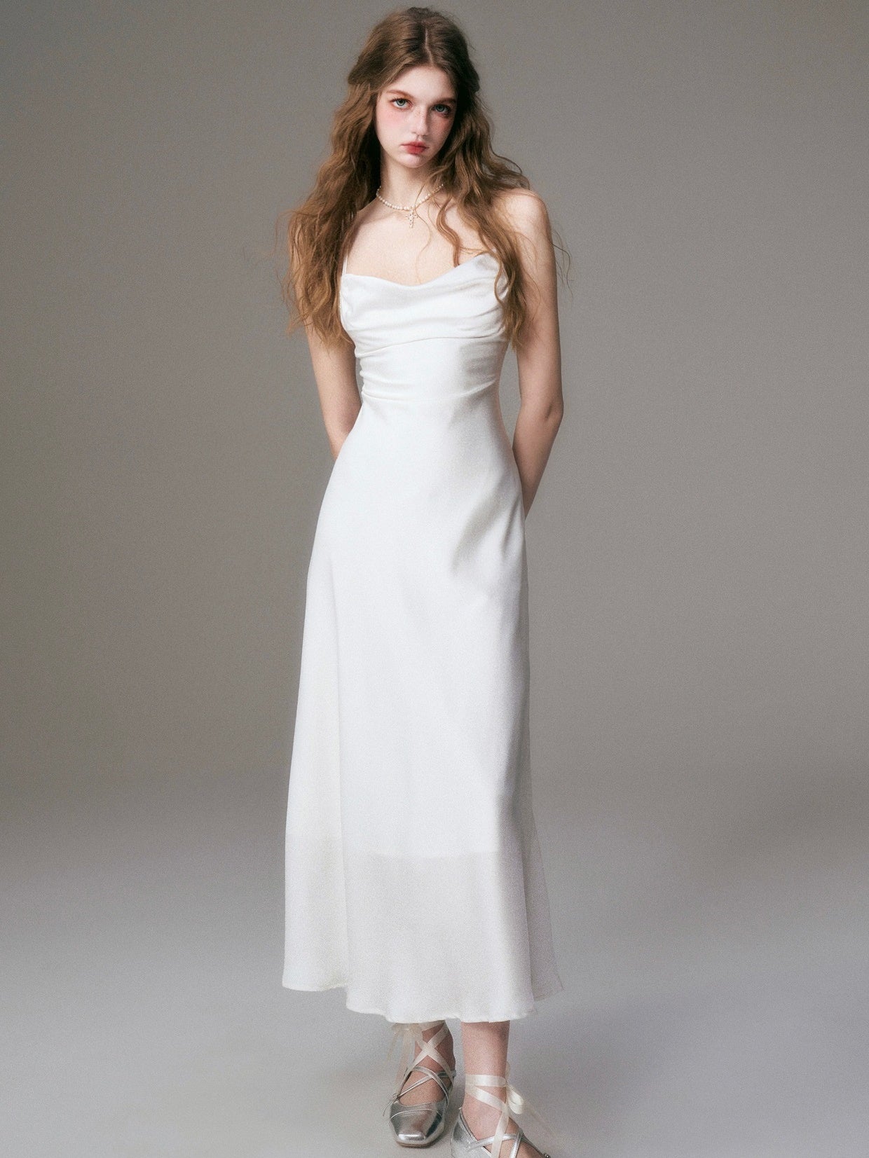 Elegant Swing Sling Maxi Dress for Women - White